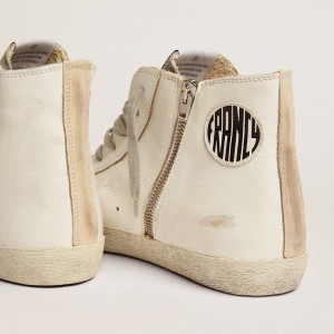 Golden Goose Francy Sneakers In Leather With Silver Suede Star GMF00113.F000319.10274