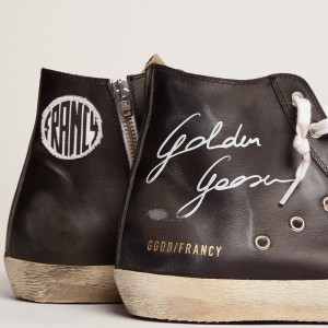 Golden Goose Francy Sneakers With Black Leather Upper And White Leather Star GMF00113.F002783.90313