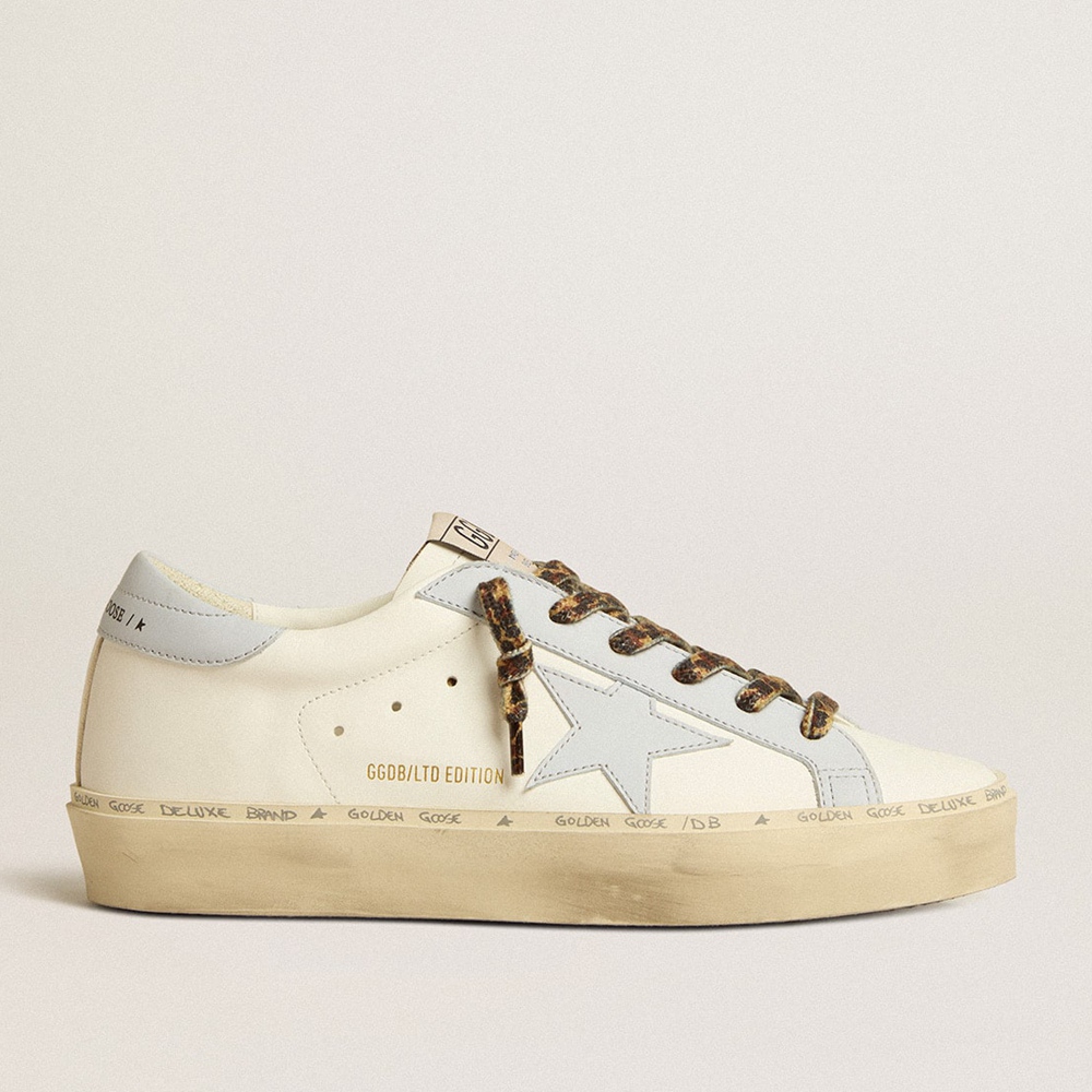 Golden Goose Hi Star LTD Sneakers In Leather With Light Blue Leather Star And Heel Tab GWF00118.F005117.10492