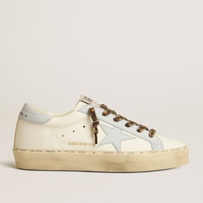 Golden Goose Hi Star LTD Sneakers In Leather With Light Blue Leather Star And Heel Tab GWF00118.F005117.10492