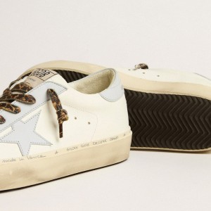 Golden Goose Hi Star LTD Sneakers In Leather With Light Blue Leather Star And Heel Tab GWF00118.F005117.10492