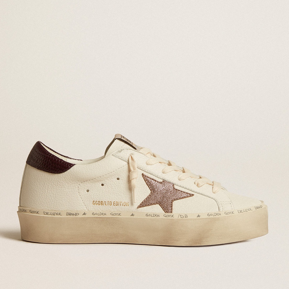 Golden Goose Hi Star LTD Sneakers In Nappa With Glitter Star And Lizard-print Heel Tab GWF00118.F005114.11645