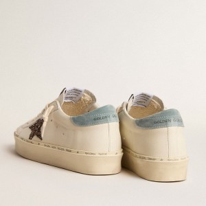 Golden Goose Hi Star LTD Sneakers With Hazelnut Glitter Star And Light Blue Suede Heel Tab GWF00118.F005900.11864