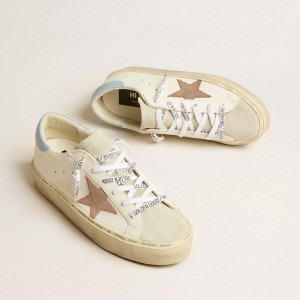 Golden Goose Hi Star LTD Sneakers With Pink Suede Star And Light Blue Leather Heel Tab GWF00118.F005119.11647