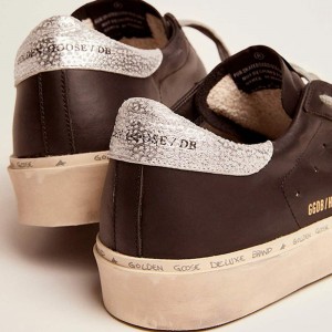 Golden Goose Hi Star Sneakers In Black Leather With Silver Laminated Leather Star GWF00118.F000328.90179