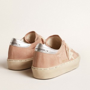 Golden Goose Hi Star Sneakers In Pink Suede With Cream Star And Silver Leather Heel Tab GWF00118.F005857.25726