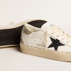 Golden Goose Hi Star Sneakers With Blue Glitter Star And Platinum Glitter Heel Tab GWF00119.F005903.11339