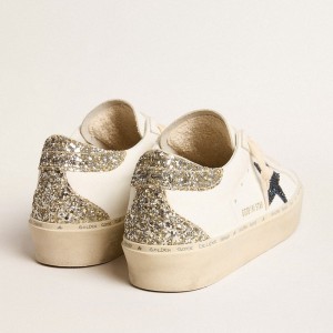 Golden Goose Hi Star Sneakers With Blue Glitter Star And Platinum Glitter Heel Tab GWF00119.F005903.11339