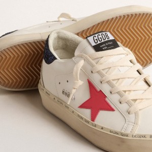 Golden Goose Hi Star Sneakers With Fuchsia Leather Star And Blue Glitter Heel Tab GWF00119.F004557.11492