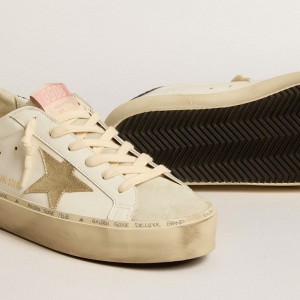 Golden Goose Hi Star Sneakers With Platinum Metallic Leather Star And Glitter Heel Tab GWF00118.F005115.11271