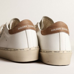 Golden Goose Hi Star Sneakers With Silver Glitter Star And Dove-gray Nubuck Heel Tab GWF00118.F003976.11354