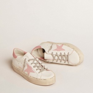 Golden Goose Hi Star Sneakers With Suede Star And Old Rose Leather Heel Tab GWF00118.F004723.11202