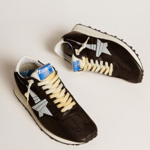 Golden Goose Marathon Shoes With Black Nylon Upper And White Star GMF00683.F005459.90167