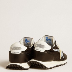 Golden Goose Marathon Shoes With Black Nylon Upper And White Star GMF00683.F005459.90167