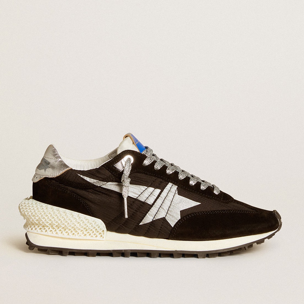 Golden Goose Marathon Shoes With Black Ripstop Nylon Upper And Silver Star GWF00684.F005675.90179