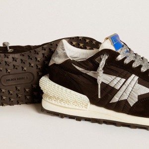 Golden Goose Marathon Shoes With Black Ripstop Nylon Upper And Silver Star GWF00684.F005675.90179