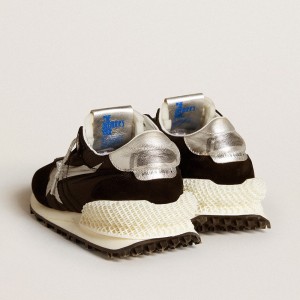 Golden Goose Marathon Shoes With Black Ripstop Nylon Upper And Silver Star GWF00684.F005675.90179