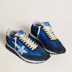 Golden Goose Marathon Shoes With Blue Nylon Upper And White Star GMF00683.F005463.50738