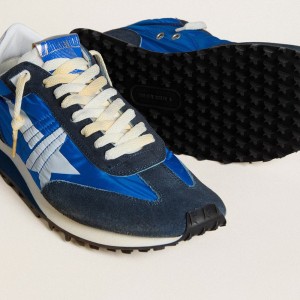 Golden Goose Marathon Shoes With Blue Nylon Upper And White Star GMF00683.F005463.50738