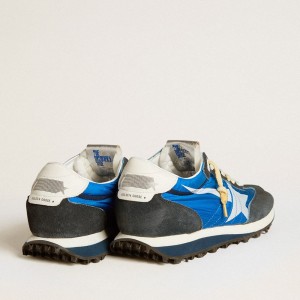 Golden Goose Marathon Shoes With Blue Nylon Upper And White Star GMF00683.F005463.50738