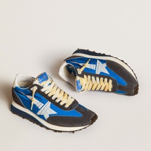 Golden Goose Marathon Shoes With Blue Nylon Upper And White Star GWF00683.F005463.50738