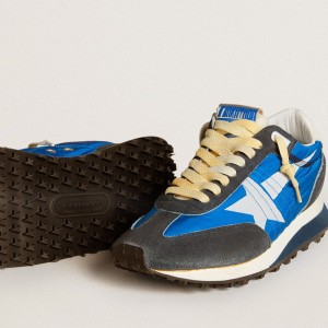 Golden Goose Marathon Shoes With Blue Nylon Upper And White Star GWF00683.F005463.50738