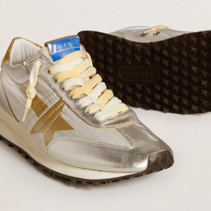 Golden Goose Marathon Shoes With Silver Ripstop Nylon Upper And Gold Star GWF00683.F005490.70138