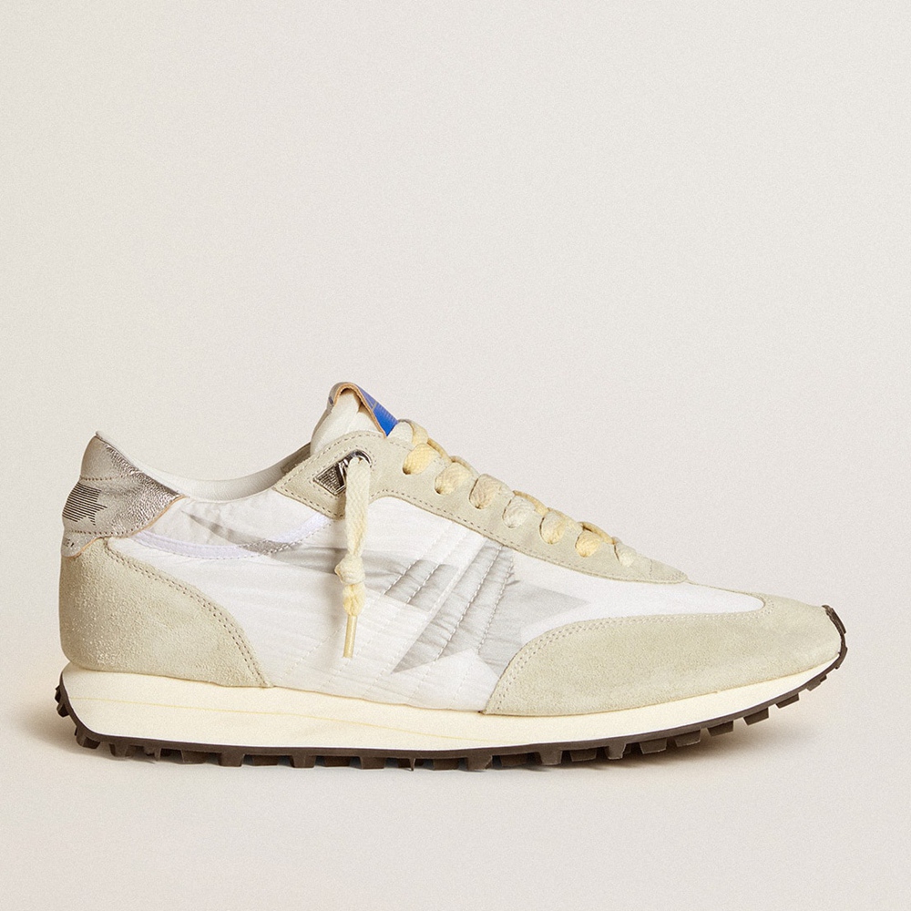 Golden Goose Marathon Shoes With White Nylon Upper And Silver Star GMF00683.F005457.60466