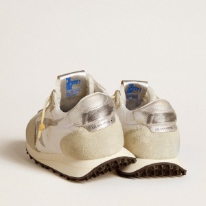 Golden Goose Marathon Shoes With White Nylon Upper And Silver Star GMF00683.F005457.60466