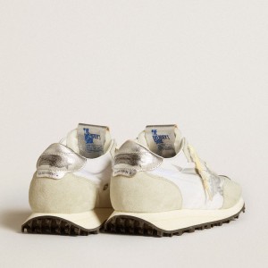 Golden Goose Marathon Shoes With White Nylon Upper And Silver Star GWF00683.F005457.60466