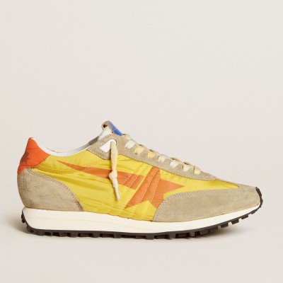 Golden Goose Marathon Shoes With Yellow Nylon Upper And Orange Star GMF00683.F005462.82542