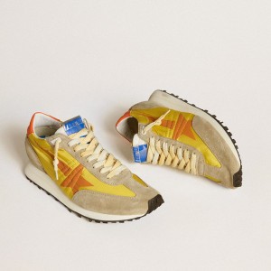 Golden Goose Marathon Shoes With Yellow Nylon Upper And Orange Star GMF00683.F005462.82542