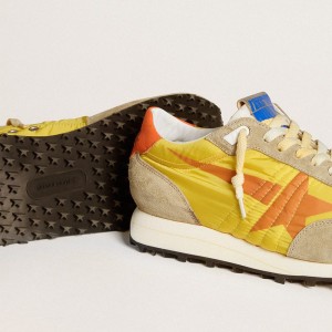 Golden Goose Marathon Shoes With Yellow Nylon Upper And Orange Star GMF00683.F005462.82542