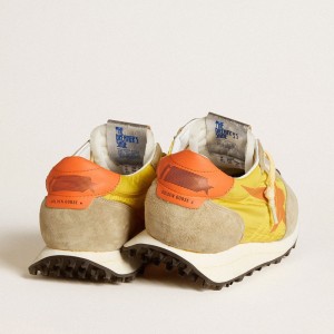 Golden Goose Marathon Shoes With Yellow Nylon Upper And Orange Star GMF00683.F005462.82542