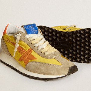 Golden Goose Marathon Shoes With Yellow Nylon Upper And Orange Star GWF00683.F005462.82542