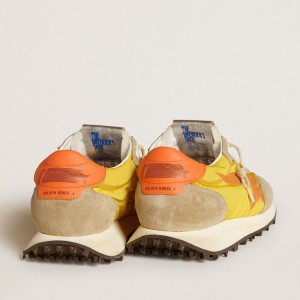 Golden Goose Marathon Shoes With Yellow Nylon Upper And Orange Star GWF00683.F005462.82542