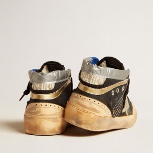 Golden Goose Mid Star LAB Sneakers In Black Canvas With Ice-gray Suede Star GMF00486.F004401.90390