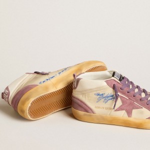 Golden Goose Mid Star LAB Sneakers In Nylon And Nappa With Mauve Suede Star GMF00123.F005695.15573