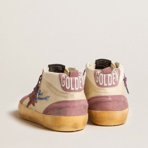 Golden Goose Mid Star LAB Sneakers In Nylon And Nappa With Mauve Suede Star GMF00123.F005695.15573