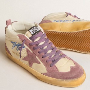 Golden Goose Mid Star LAB Sneakers In Nylon And Nappa With Mauve Suede Star GWF00123.F005695.15573