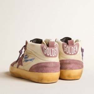 Golden Goose Mid Star LAB Sneakers In Nylon And Nappa With Mauve Suede Star GWF00123.F005695.15573