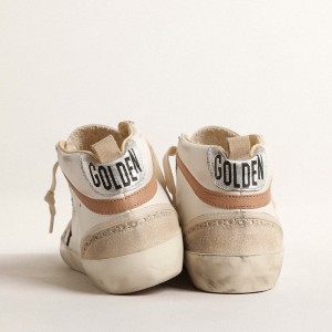 Golden Goose Mid Star LTD Sneakers In Nappa With Glitter Star And Nude Leather Flash GWF00122.F004529.11489