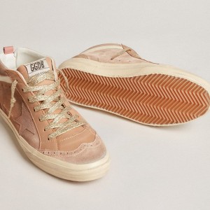 Golden Goose Mid Star LTD Sneakers In Pink Suede With Pink Lizard-print Leather Star GWF00122.F005973.15431