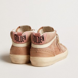 Golden Goose Mid Star LTD Sneakers In Pink Suede With Pink Lizard-print Leather Star GWF00122.F005973.15431