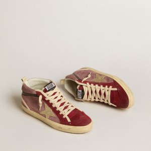 Golden Goose Mid Star LTD Sneakers In Violet Suede With Platinum Leather Star And Black Flash GWF00122.F005142.45418