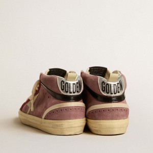 Golden Goose Mid Star LTD Sneakers In Violet Suede With Platinum Leather Star And Black Flash GWF00122.F005142.45418