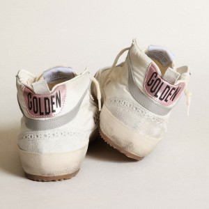 Golden Goose Mid Star LTD Sneakers In White Nylon With Leopard Print Pony Skin Star GWF00122.F003399.11242