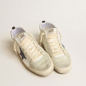 Golden Goose Mid Star LTD Sneakers With Blue Leather Star And White Nappa Leather Flash GMF00123.F005183.82504