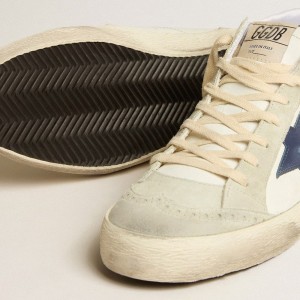 Golden Goose Mid Star LTD Sneakers With Blue Leather Star And White Nappa Leather Flash GMF00123.F005183.82504