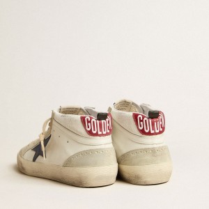 Golden Goose Mid Star LTD Sneakers With Blue Leather Star And White Nappa Leather Flash GMF00123.F005183.82504